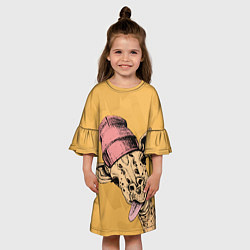Платье клеш для девочки Жираф дразнит, цвет: 3D-принт — фото 2
