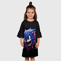 Платье клеш для девочки Безумный Соник, цвет: 3D-принт — фото 2