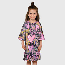 Платье клеш для девочки Паттерн про любовь, цвет: 3D-принт — фото 2
