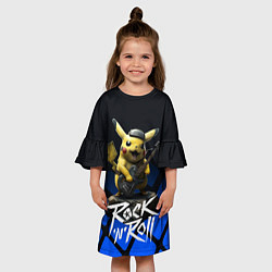 Платье клеш для девочки Пикачу Рокnroll, цвет: 3D-принт — фото 2