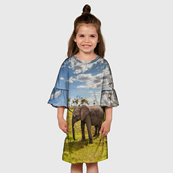 Платье клеш для девочки Слоник маленький, цвет: 3D-принт — фото 2