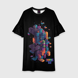 Платье клеш для девочки Tetris abstract, цвет: 3D-принт