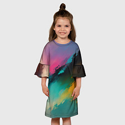 Платье клеш для девочки Абстрактный туман, цвет: 3D-принт — фото 2