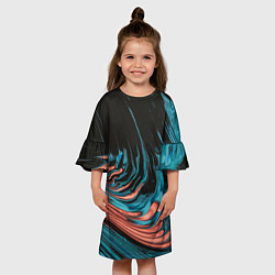 Платье клеш для девочки Эффект красно-голубых красок, цвет: 3D-принт — фото 2