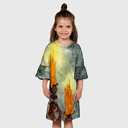 Платье клеш для девочки Две свечи, цвет: 3D-принт — фото 2