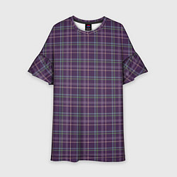 Платье клеш для девочки Джентльмены Шотландка темно-фиолетовая, цвет: 3D-принт