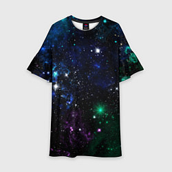 Платье клеш для девочки Космос Звёздное небо, цвет: 3D-принт
