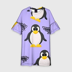 Платье клеш для девочки Пингвин и веточка, цвет: 3D-принт