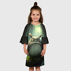Платье клеш для девочки Мой сосед Тоторо в лесу, цвет: 3D-принт — фото 2