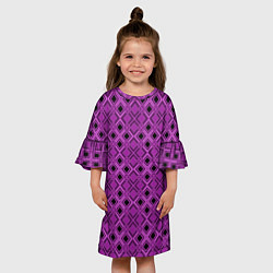 Платье клеш для девочки Геометрический узор в пурпурных и лиловых тонах, цвет: 3D-принт — фото 2
