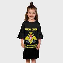 Платье клеш для девочки Войска связи - герб, цвет: 3D-принт — фото 2