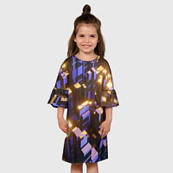 Платье клеш для девочки Фиолетовые и светящиеся кубы, цвет: 3D-принт — фото 2