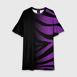 Платье клеш для девочки Фиолетовый с черными полосками зебры, цвет: 3D-принт