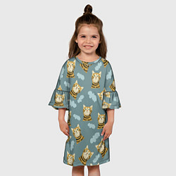 Платье клеш для девочки Кот в облоках, цвет: 3D-принт — фото 2