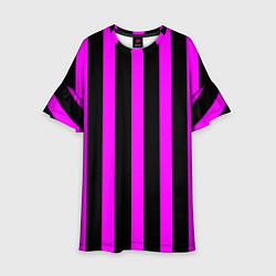 Платье клеш для девочки В полоску черного и фиолетового цвета, цвет: 3D-принт