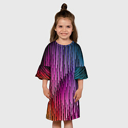 Платье клеш для девочки Радужные узор полосы, цвет: 3D-принт — фото 2