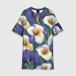 Детское платье Бело-голубые ирисы