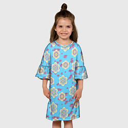 Платье клеш для девочки Мандала орнамент на пятнах, цвет: 3D-принт — фото 2