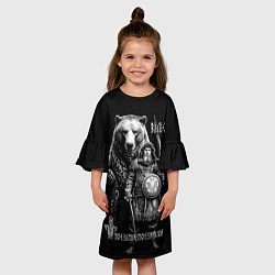 Платье клеш для девочки Велес с большим медведем, цвет: 3D-принт — фото 2