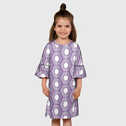 Платье клеш для девочки Шестиугольники фиолетовые, цвет: 3D-принт — фото 2