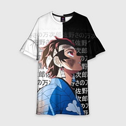 Платье клеш для девочки Танджиро Комадо - иероглифы - клинок, цвет: 3D-принт