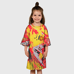 Платье клеш для девочки ФК Манчестер Юнайтед команда, цвет: 3D-принт — фото 2