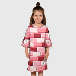 Платье клеш для девочки Красные кирпичи, цвет: 3D-принт — фото 2