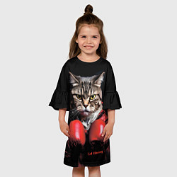 Платье клеш для девочки Cat boxing, цвет: 3D-принт — фото 2