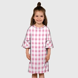 Платье клеш для девочки Барби-розовый: клетка, цвет: 3D-принт — фото 2