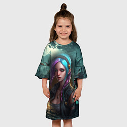 Платье клеш для девочки Jinx art Arcane League of Legends, цвет: 3D-принт — фото 2