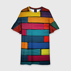 Платье клеш для девочки Цветные кирпичики, цвет: 3D-принт