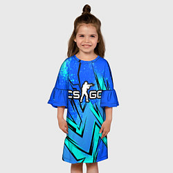 Платье клеш для девочки Кс го - синие буйство красок, цвет: 3D-принт — фото 2