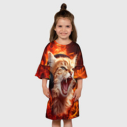 Платье клеш для девочки Кот пламенный меломан, цвет: 3D-принт — фото 2