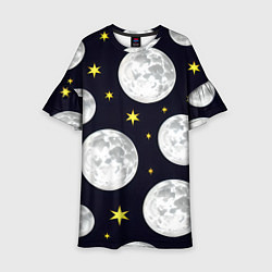 Платье клеш для девочки Космос лун, цвет: 3D-принт