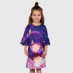 Платье клеш для девочки Геншин Импакт: Райден, цвет: 3D-принт — фото 2