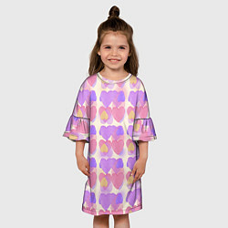 Платье клеш для девочки Нежные сердечки, цвет: 3D-принт — фото 2