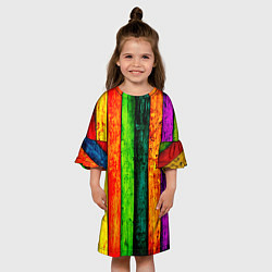 Платье клеш для девочки Цветной забор, цвет: 3D-принт — фото 2