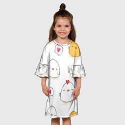 Платье клеш для девочки Привет цыпленок, цвет: 3D-принт — фото 2