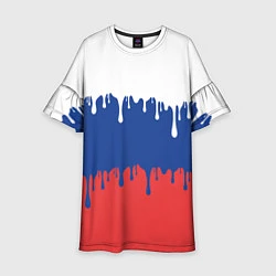 Платье клеш для девочки Флаг России - потёки, цвет: 3D-принт