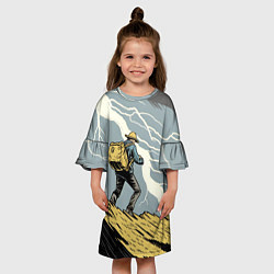 Платье клеш для девочки Дурак на горе ловит молнию, цвет: 3D-принт — фото 2