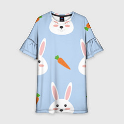 Платье клеш для девочки Зайчики и морковки, цвет: 3D-принт