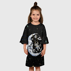 Платье клеш для девочки Космические качели - череп, цвет: 3D-принт — фото 2