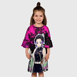 Платье клеш для девочки Шинобу кочо - неоновые брызги, цвет: 3D-принт — фото 2