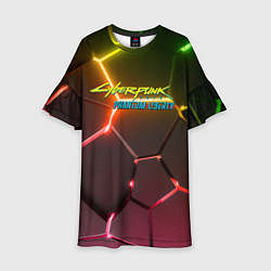 Платье клеш для девочки Cyberpunk 2077 phantom liberty logo neon, цвет: 3D-принт