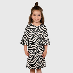 Платье клеш для девочки Полосатая шкура зебры, белого тигра, цвет: 3D-принт — фото 2