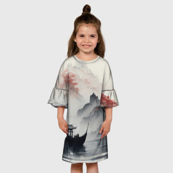 Платье клеш для девочки Рыбацкая лодка, цвет: 3D-принт — фото 2
