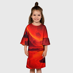 Платье клеш для девочки Лавовая планета, цвет: 3D-принт — фото 2