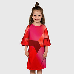 Платье клеш для девочки Красная геометрия, цвет: 3D-принт — фото 2