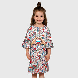 Платье клеш для девочки Люблю Россию, цвет: 3D-принт — фото 2