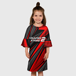 Платье клеш для девочки Counter strike 2 - красный спортивный, цвет: 3D-принт — фото 2